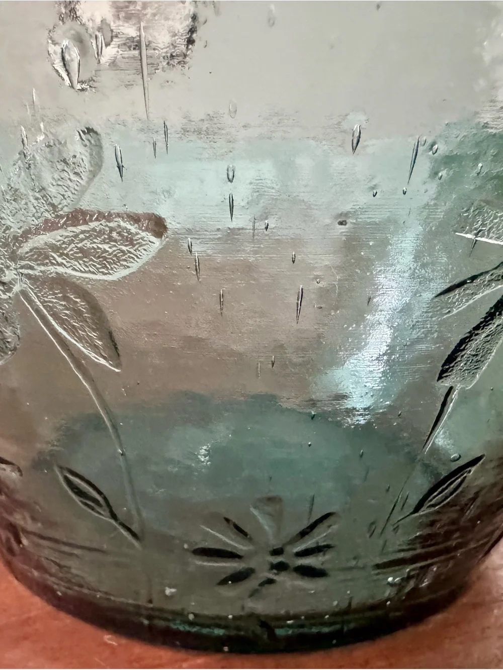 TAG Bubble Glassware Collection 10” Serving Bowl Flowers Retro Aqua Green